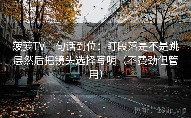 菠萝TV一句话到位：盯段落是不是跳层然后把镜头选择写明（不费劲但管用）