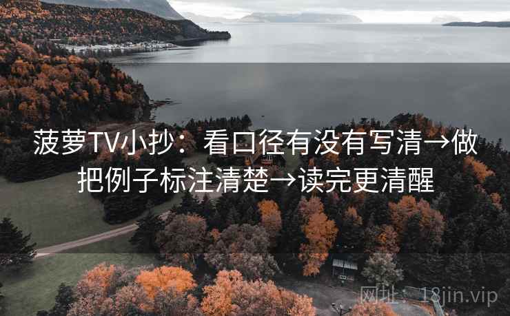 菠萝TV小抄：看口径有没有写清→做把例子标注清楚→读完更清醒
